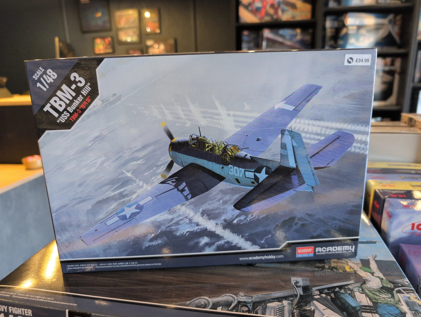 1/48 Academy - US Navy TBM-3 Avenger 'USS Bunker Hill' Fighter Aircraft - Product Image