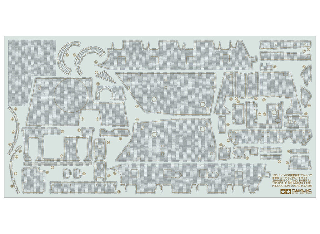 Tamiya 1/35 Military - 1/35 Brummbär Late Zimmerit Coating Sheet - 12673