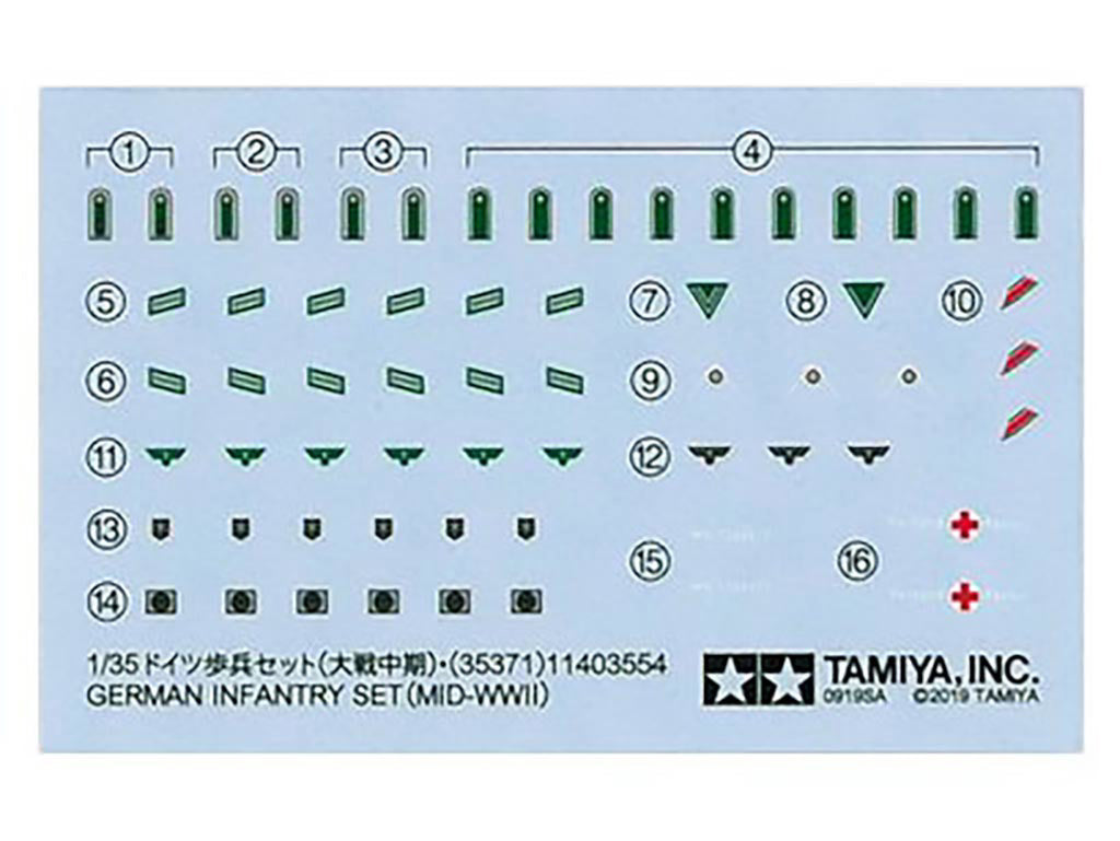 Tamiya 1/35 Military - 1/35 German Infantry Mid WWII - 35371