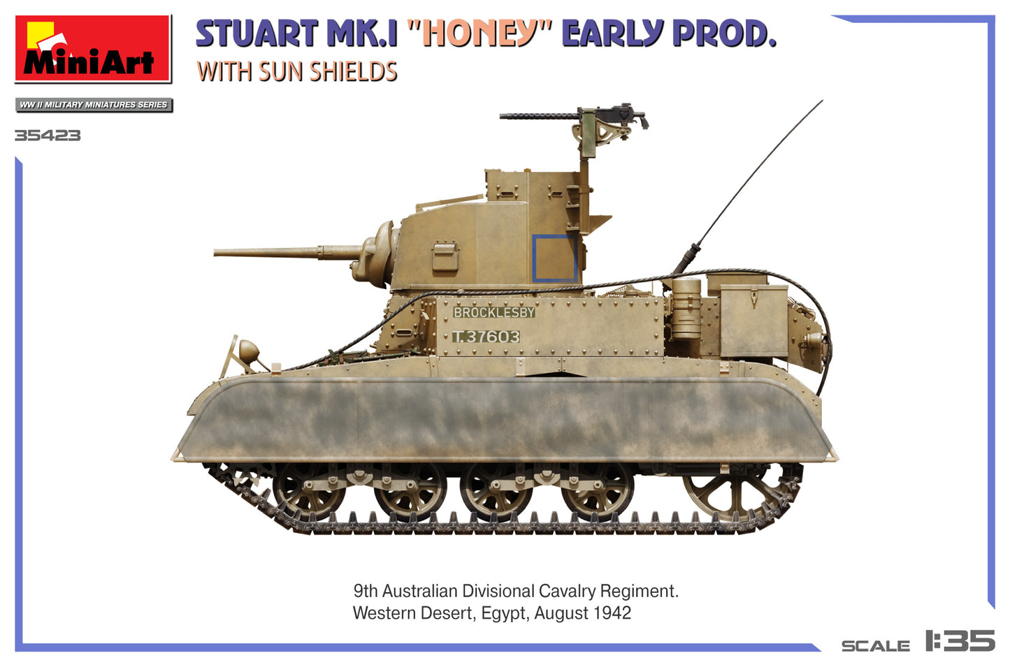 1/35 MiniArt - Stuart Mk.I Honey,Early Prod w/ SunShield (PRE-ORDER SPRING/SUMMER 2025)