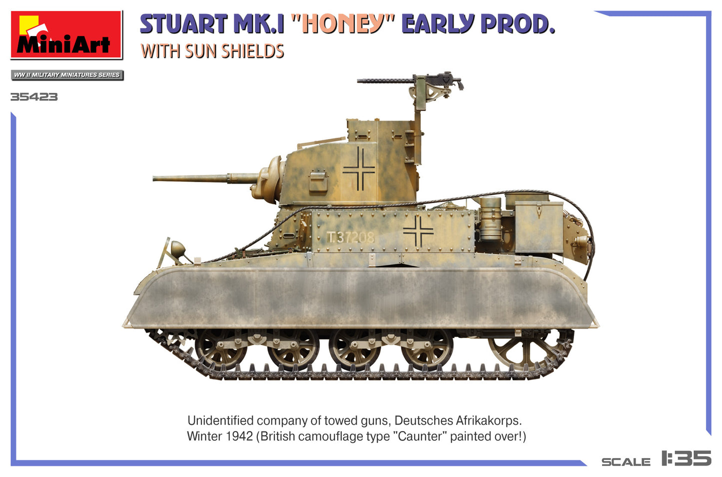 1/35 MiniArt - Stuart Mk.I Honey,Early Prod w/ SunShield (PRE-ORDER SPRING/SUMMER 2025)