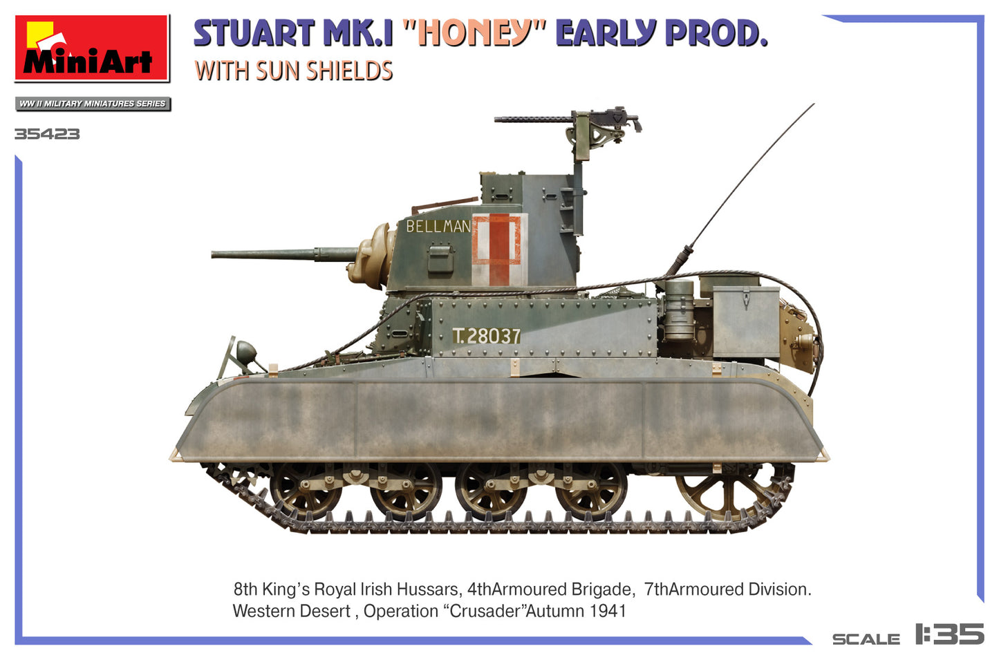 1/35 MiniArt - Stuart Mk.I Honey,Early Prod w/ SunShield (PRE-ORDER SPRING/SUMMER 2025)
