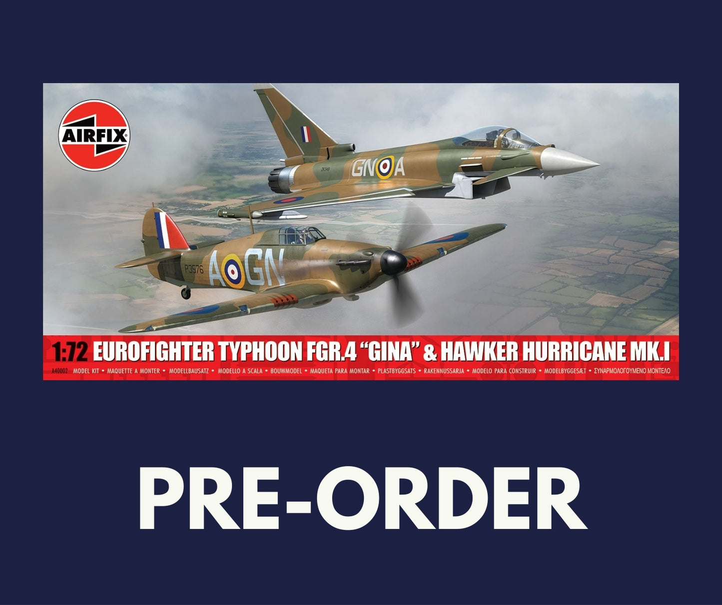 1/72 Airfix - Eurofighter Typhoon FGR.4 "Gina" & Hawker Hurricane Mk.I - Two Aircraft Set (PRE-ORDER)