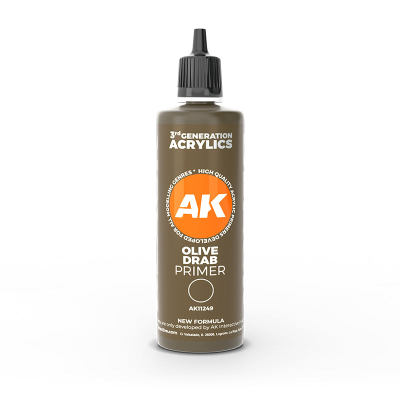 AK Interactive - 3rd Generation Acrylic Surface Primer 100ml - Olive Drab