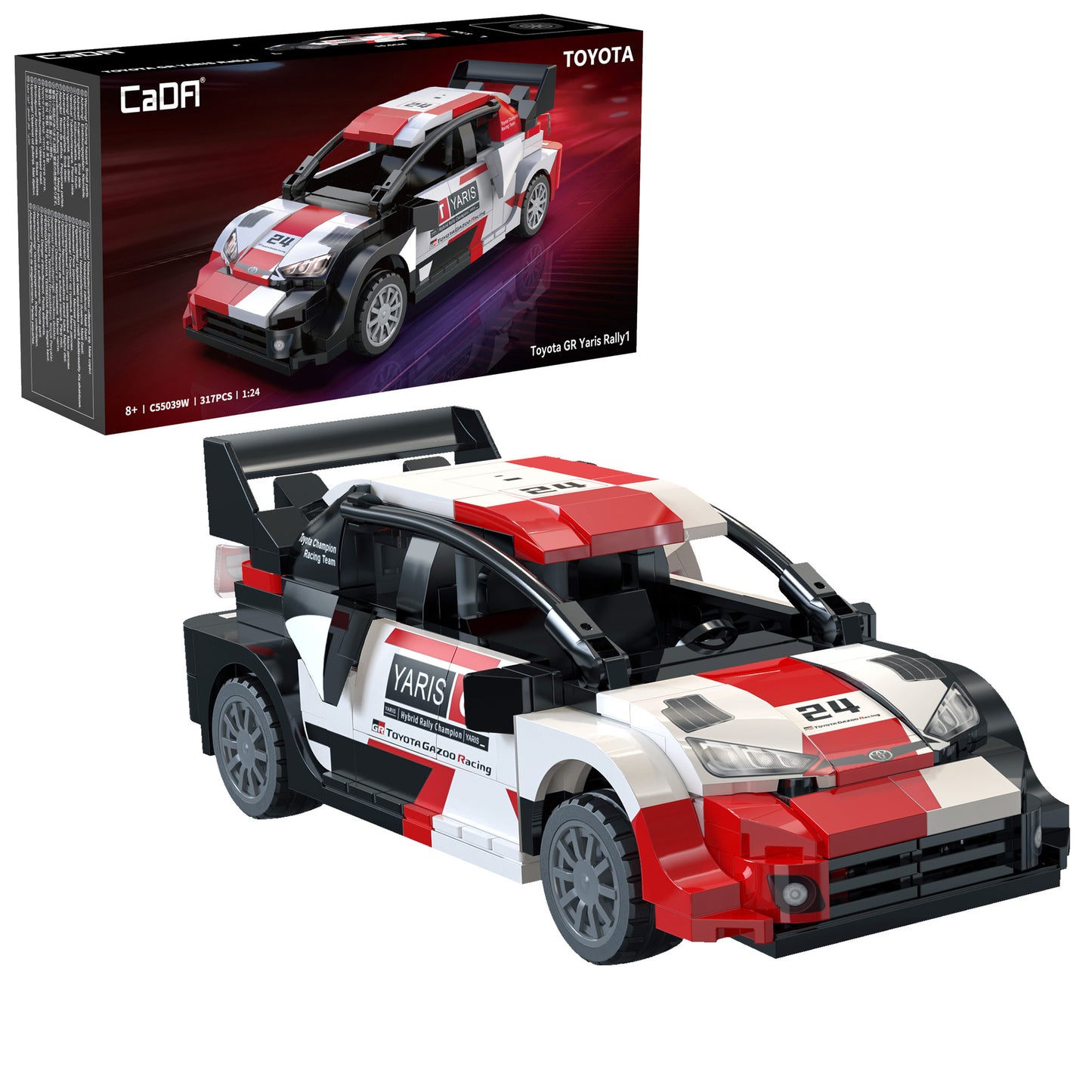 CaDA 1/24 Mini Cars - 1:24 Toyota GR Yaris Rally 1 Car - 317 pcs C55039W