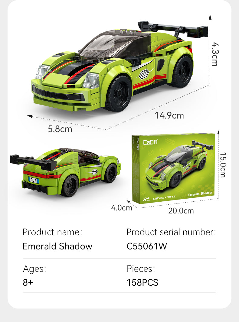 CaDA 1:32 Cars - Emerald Shadow Sprint Racing Cars - 158 pcs - C55061W