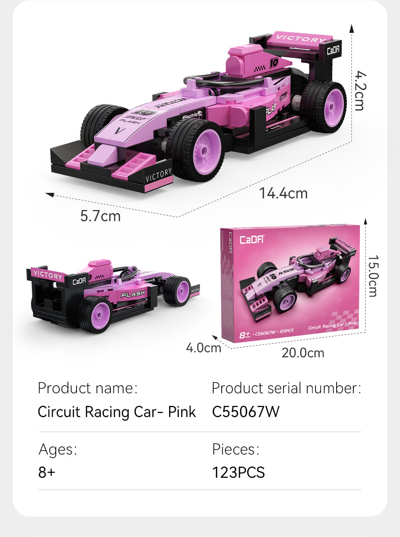 CaDA 1:32 Cars - Pink Circuit Racing Cars - 123 pcs - C55067W