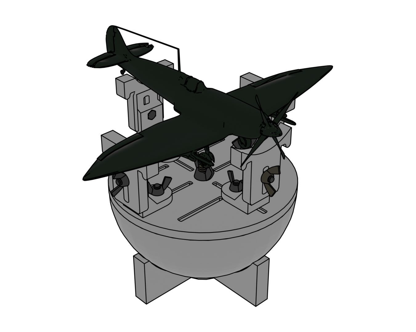 Weighted Aircraft Hemisphere Berth / Building Cradle for scales 1/144 to 1/72