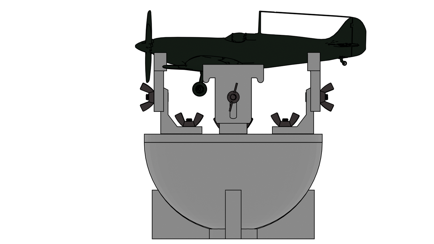 Weighted Aircraft Hemisphere Berth / Building Cradle for scales 1/144 to 1/72