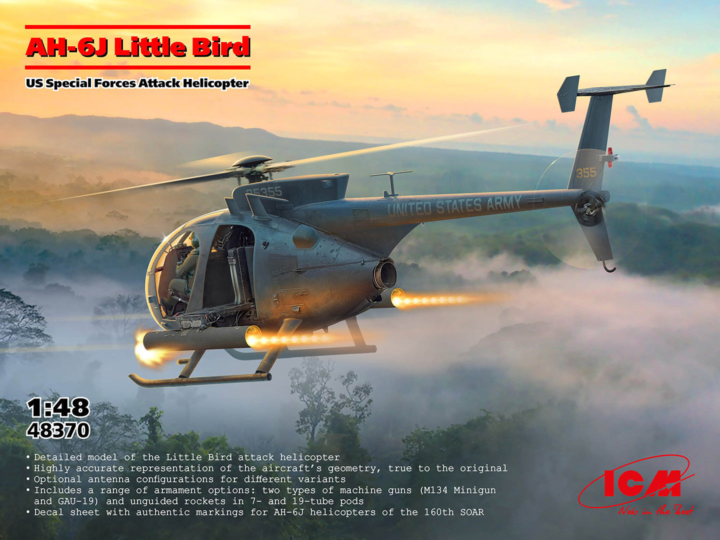 ICM Aircraft 1:48 - AH-6J Little Bird, U.S Special Forces Attack Helicopter - ICM48370