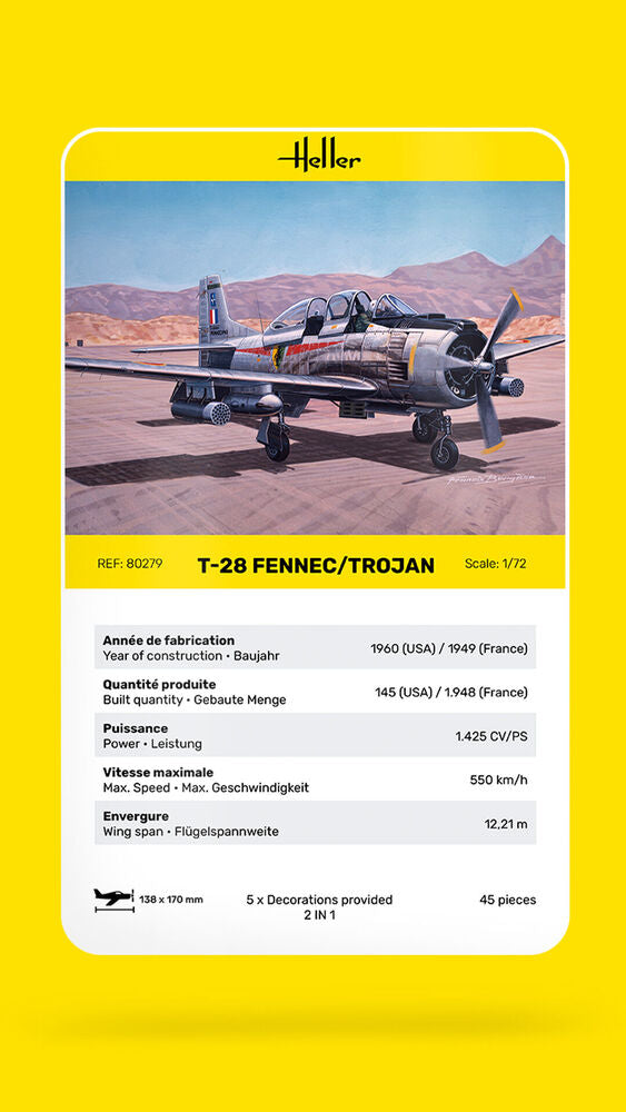 Heller 1/72 North American T-28 Fennec/Trojan Model Kit 80279