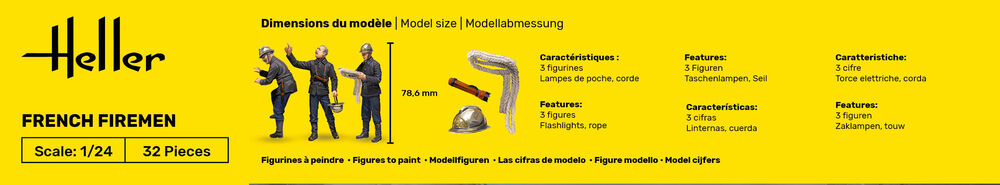 Heller 1/24 Scale French Firemen Figure Model Kit 82753