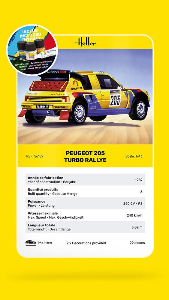 Heller - Gift Set Peugeot 205 Turbo Rallye 56189