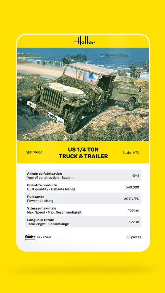 Heller US 1/4 Ton Truck & Trailer 1:72