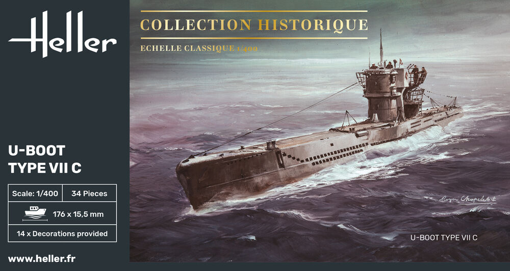 Heller 1/400 U-Boot Type VII C Submarine Model Kit 81002