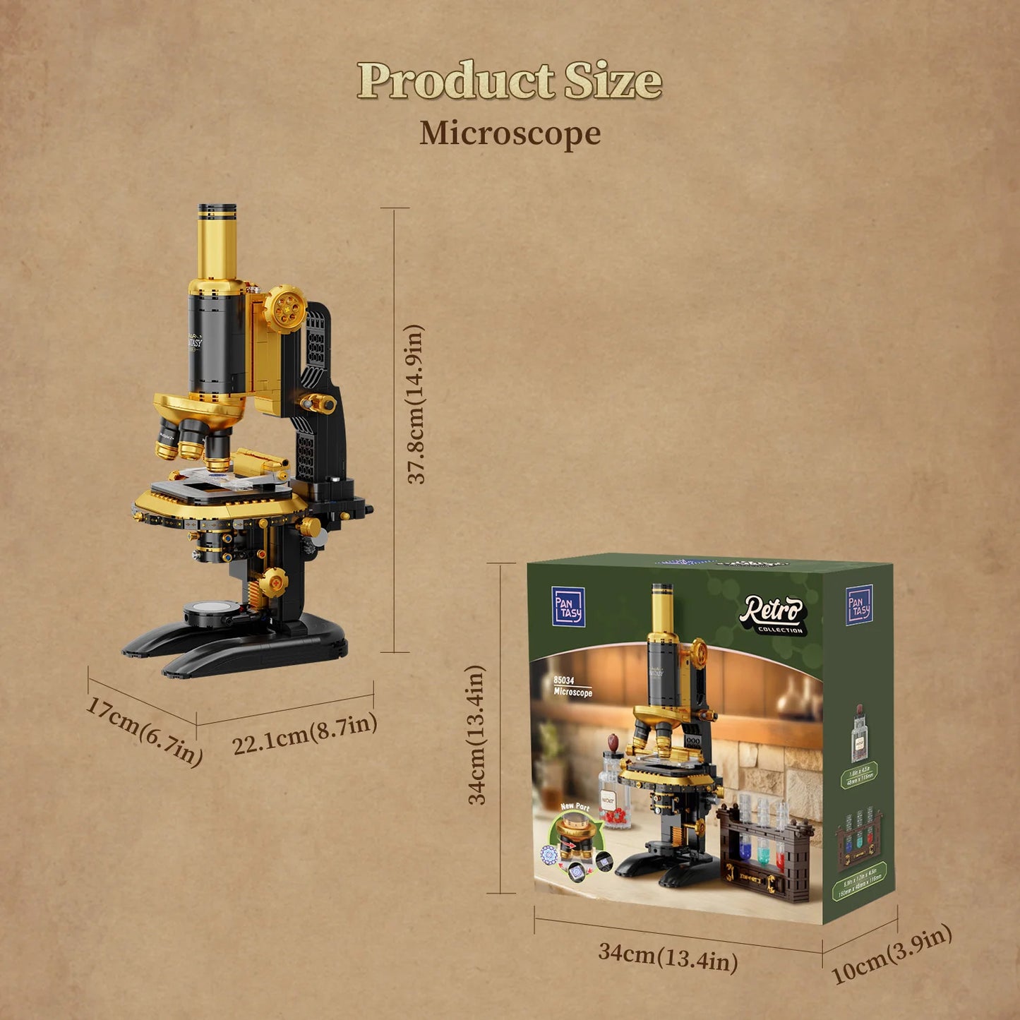 Pantasy - Retro Microscope With Accessories Set - 1107 Pcs - Pa85034