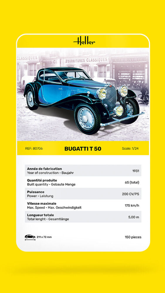 Heller 1/24 Bugatti T.50 Gift Set Model Kit 56706