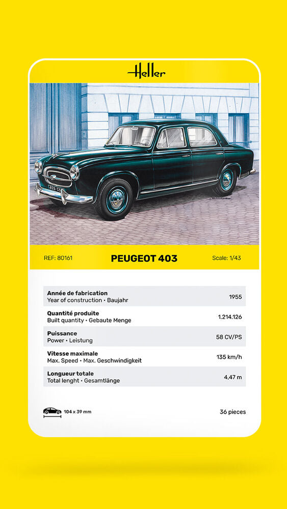 Heller 1/43 Peugeot 403 Plastic Model Kit 80161
