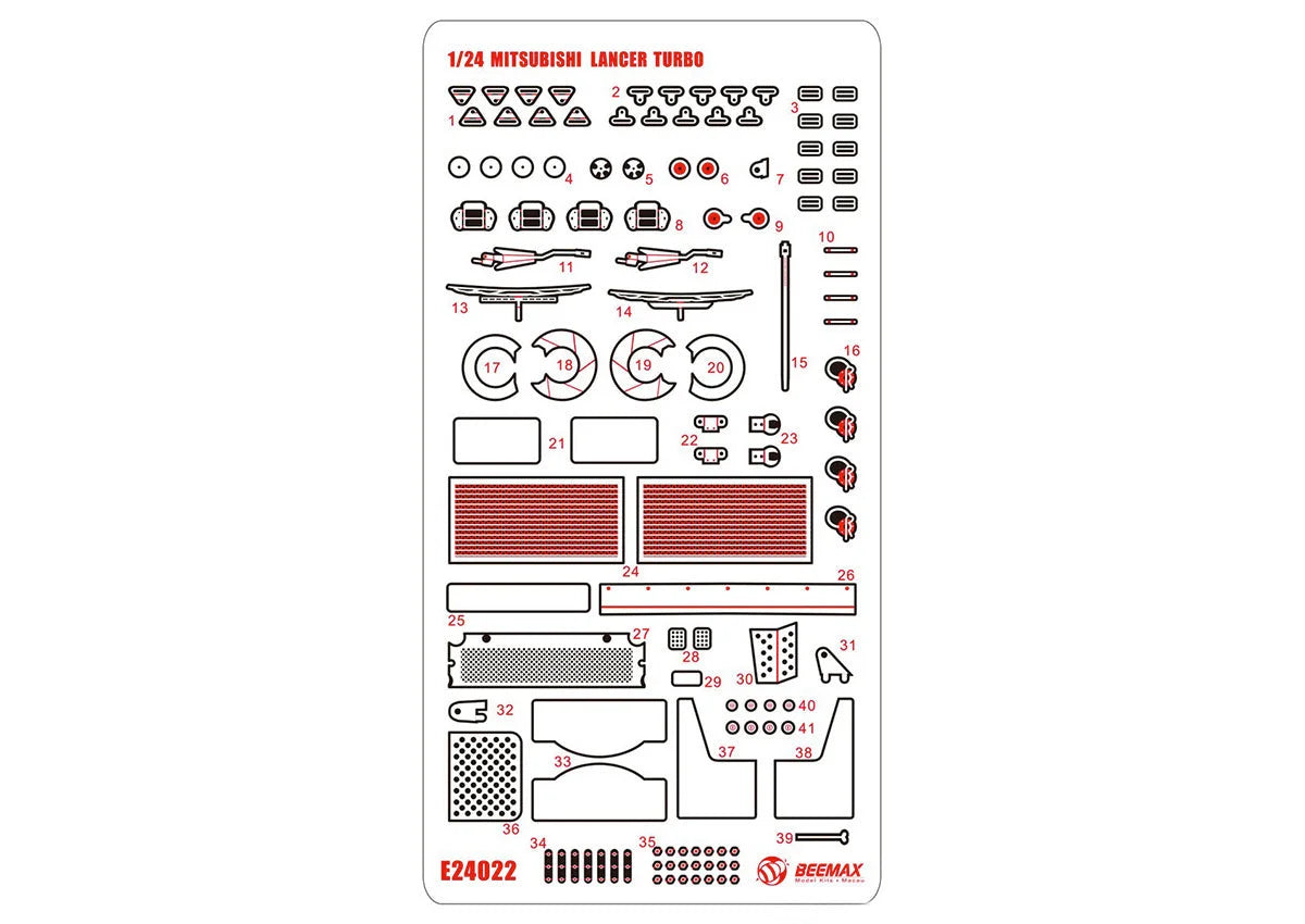 Beemax 1/24 Cars - Etching detail parts: Mitsubishi Lancer RAC rally 1984 - BX24022E - Product Image