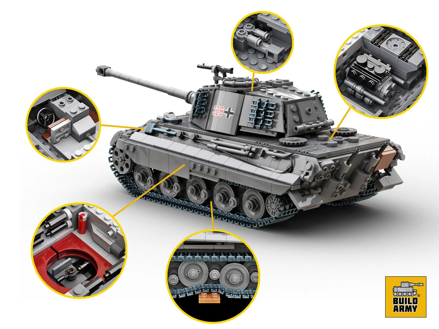 Build Army - King Tiger (Tiger ll) Grey - B0182 - Product Image