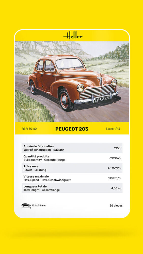 Heller 1/43 Peugeot 203 Plastic Model Kit 80160