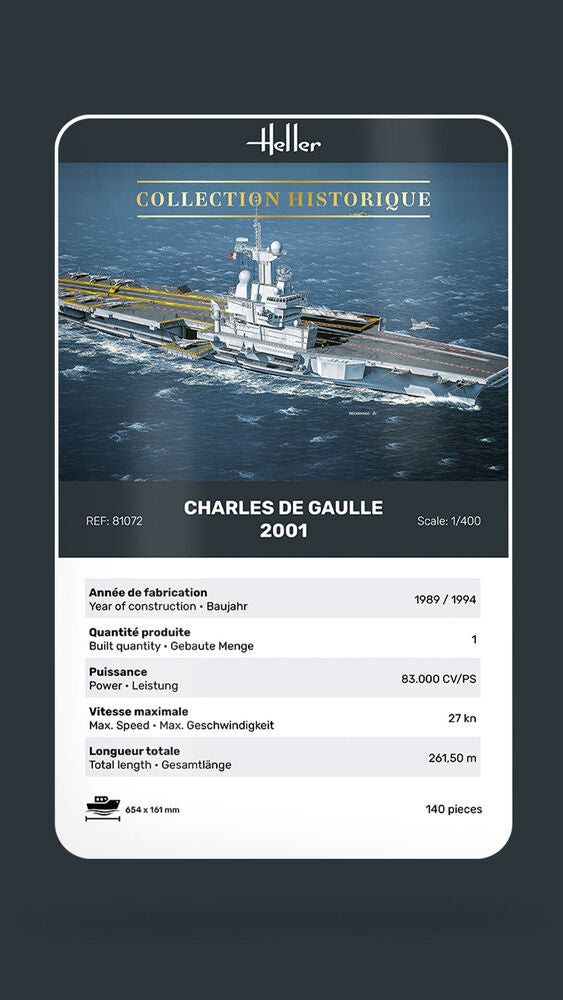 Heller 1/400 Charles de Gaulle Aircraft Carrier Model Kit 81072