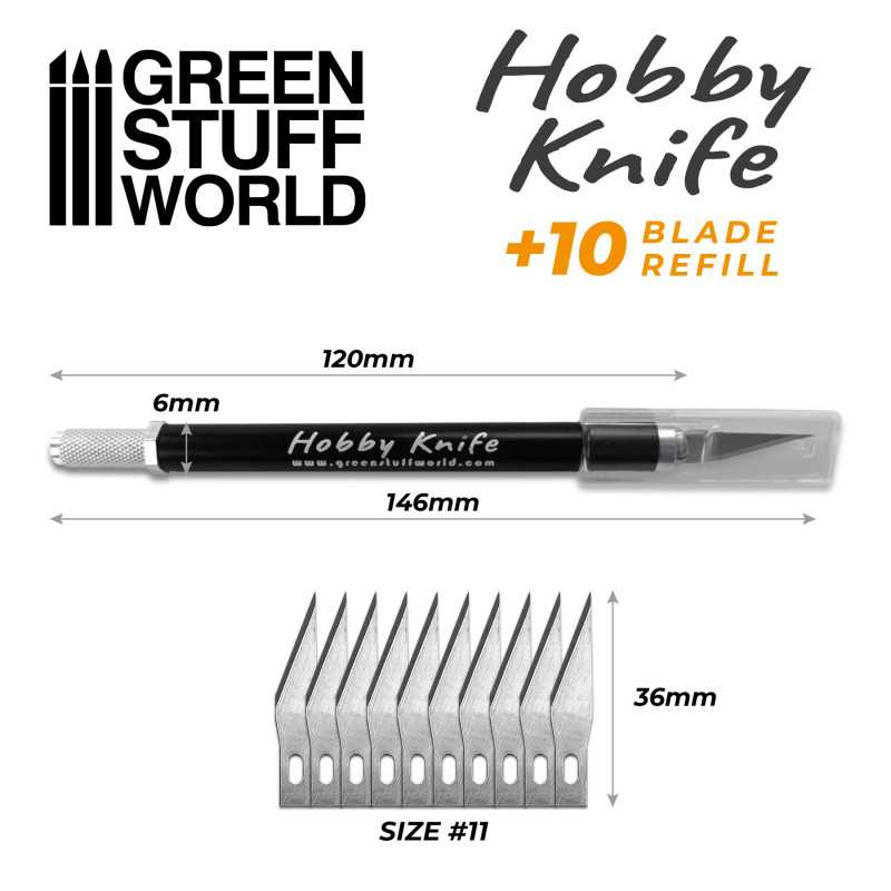 Green Stuff World - Hobby Knife + 10x Refill Pack