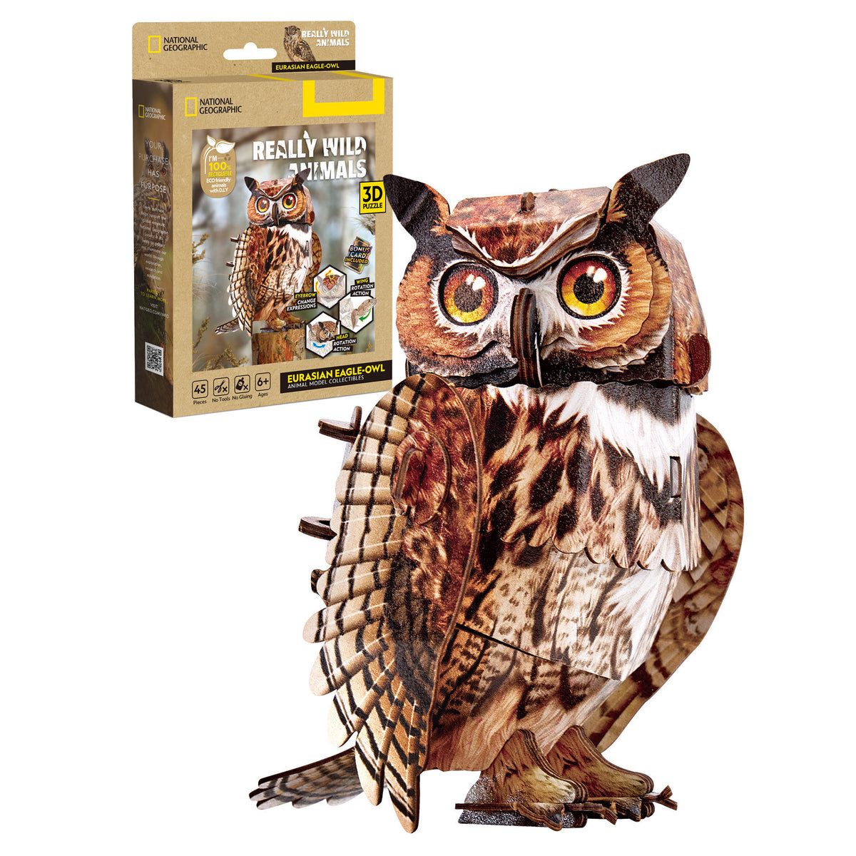 CubicFun Eurasian Eagle-Owl 3D Puzzle CFDS1188 – box and built model