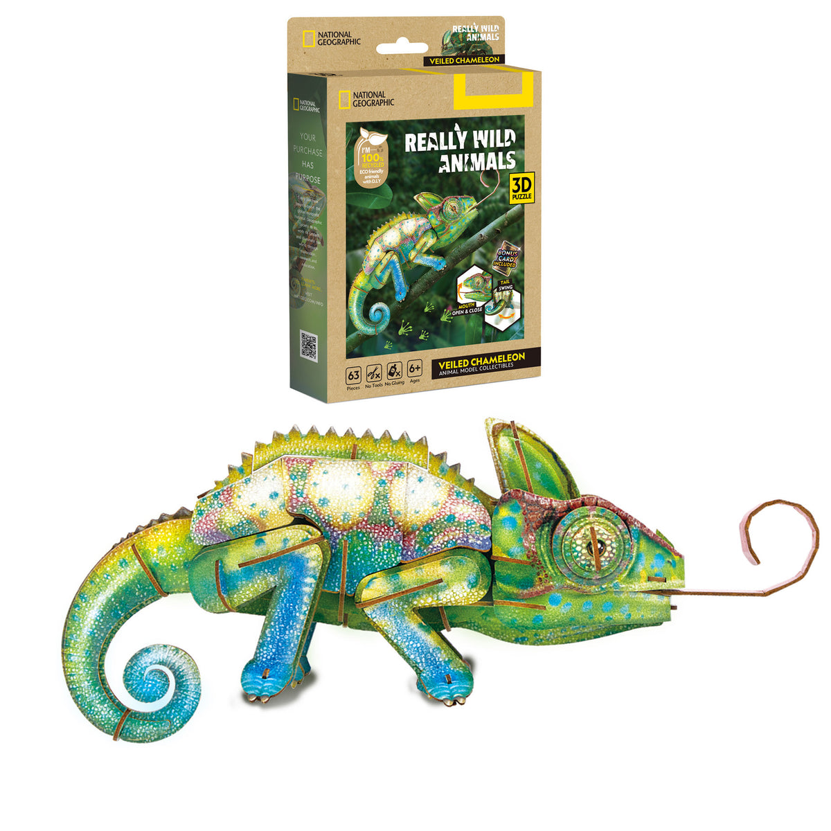 CubicFun Veiled Chameleon 3D Puzzle CFDS1186 – box and built model