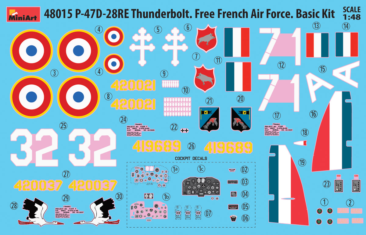MiniArt 1/48 Aircraft - P-47D-28RE Thunderbolt, Free French Basic - 48015