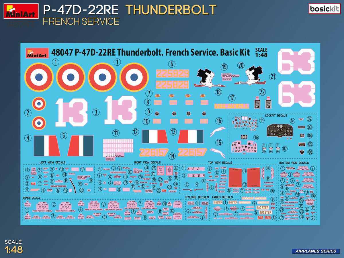 MiniArt 1/48 Aircraft - P-47D-22E Thunderbolt French, Basic Kit - 48047