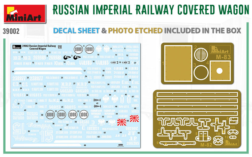 MiniArt 1/35 Accessories - Russian Imperial Railway Covered Wagon - 39002