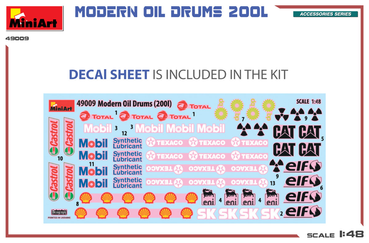 MiniArt 1/48 Accessories - Modern Oil Drums (200l) - 49009