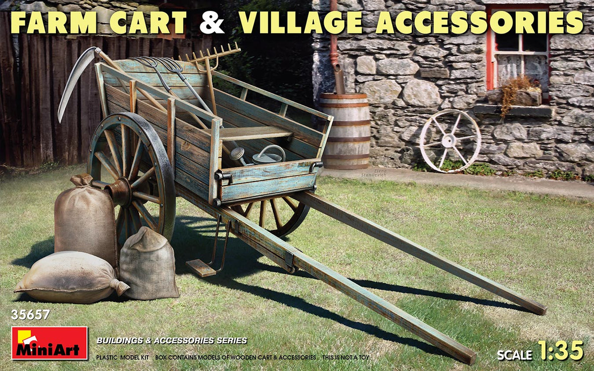 MiniArt Farm Cart with Village Accessories - 35657 box art