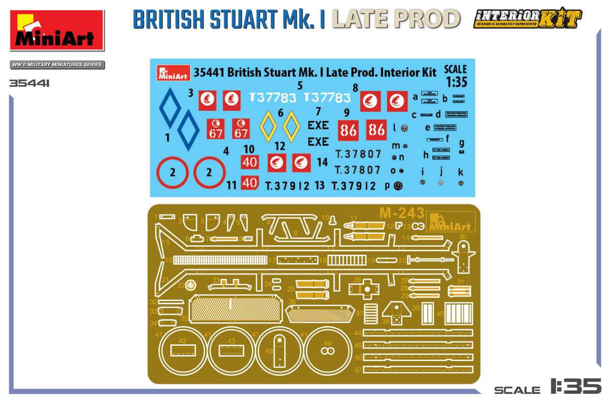MiniArt 1/35 Military - M3 Stuart Mk I Late Prod (Interior Kit) - 35441