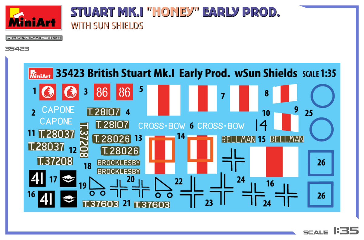MiniArt 1/35 Military - Stuart Mk.I Honey,Early Prod w/ SunShield - 35423