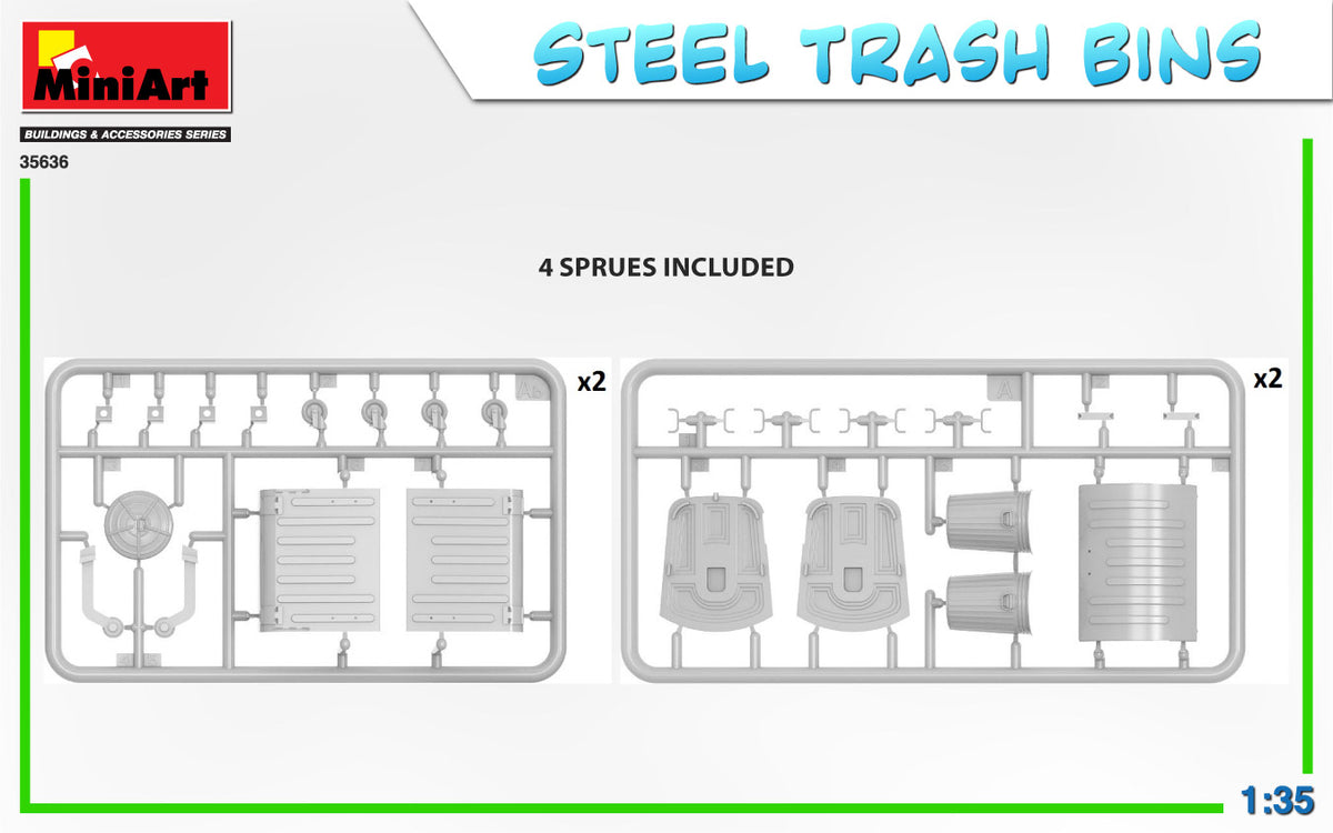 MiniArt 1/35 Military - Steel Trash Bins - 35636