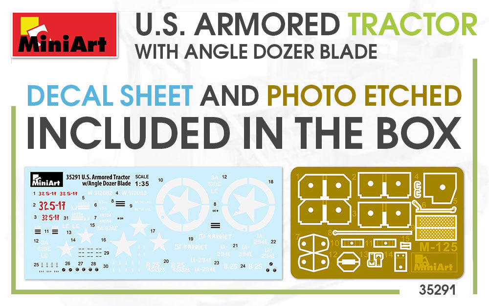 MiniArt 1/35 Military - US Armored Tractor w/ Angle Dozer Blade - 35291