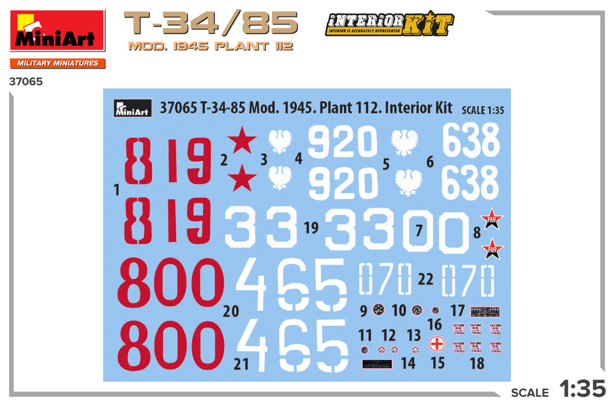 MiniArt 1/35 Military - T-34-85 Mod. 1945. Plant 112 Interior Kit - 37065