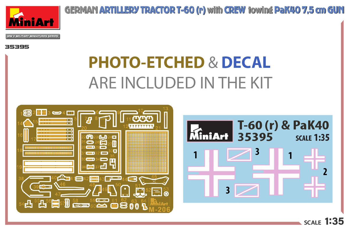 MiniArt 1/35 Military - German Tractor T-60(r) w/ PaK40 Gun & Crew - 35395
