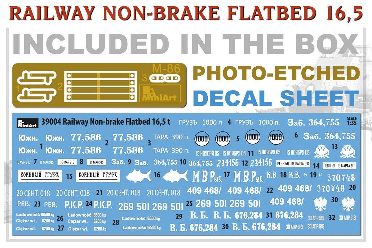 MiniArt 1/35 Accessories - Railway Non-Brake Flatbed 16.5t - 39004