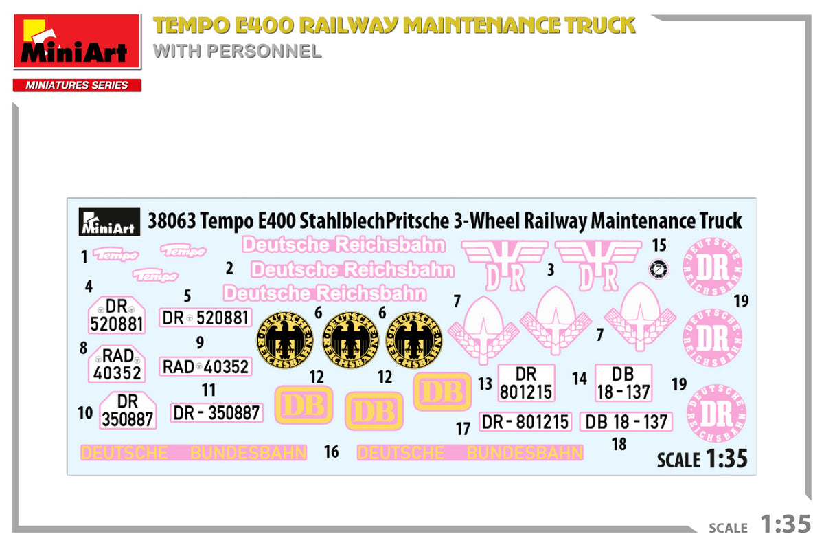 MiniArt 1/35 Military - Tempo E400 Railway Maitenance Truck - 38063