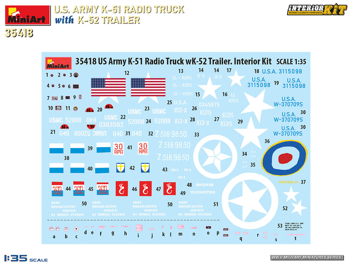 MiniArt 1/35 Military - US Army K-51 Radio Truck w/ K-52 Trailer - 35418