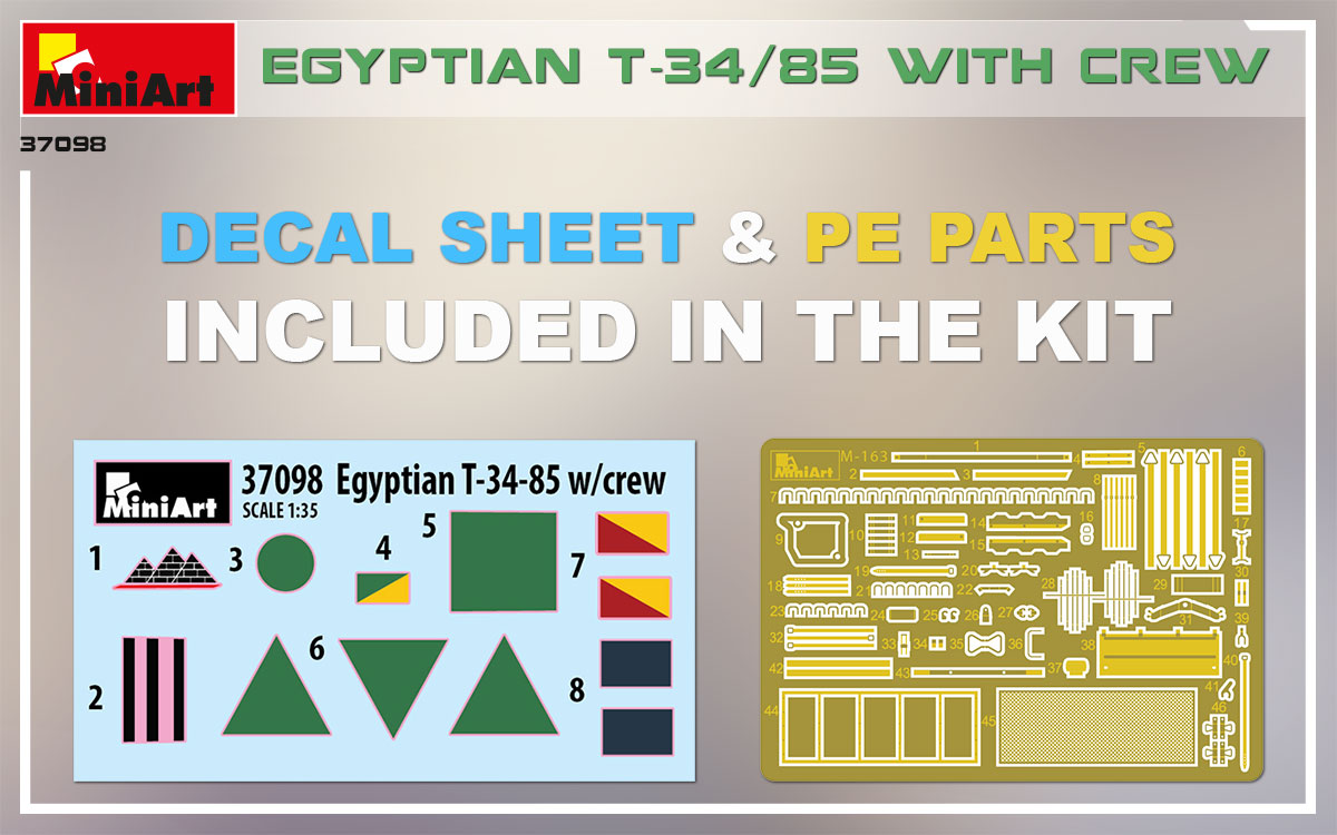 MiniArt 1/35 Military - Egyptian T-34/85 w/ Crew - 37098