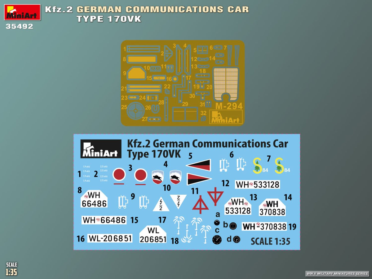 MiniArt 1/35 Military - Kfz.2 German Communications Car Type 170VK - 35492