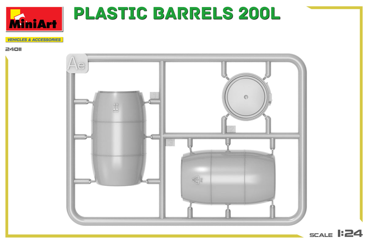 MiniArt 1/24 Accessories - Plastic Barrels 200L - 24011