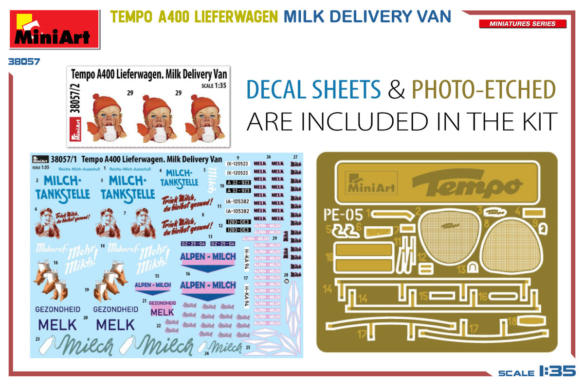 MiniArt 1/35 Military - Tempo A400 Lieferwagen Milk Delivery Van - 38057
