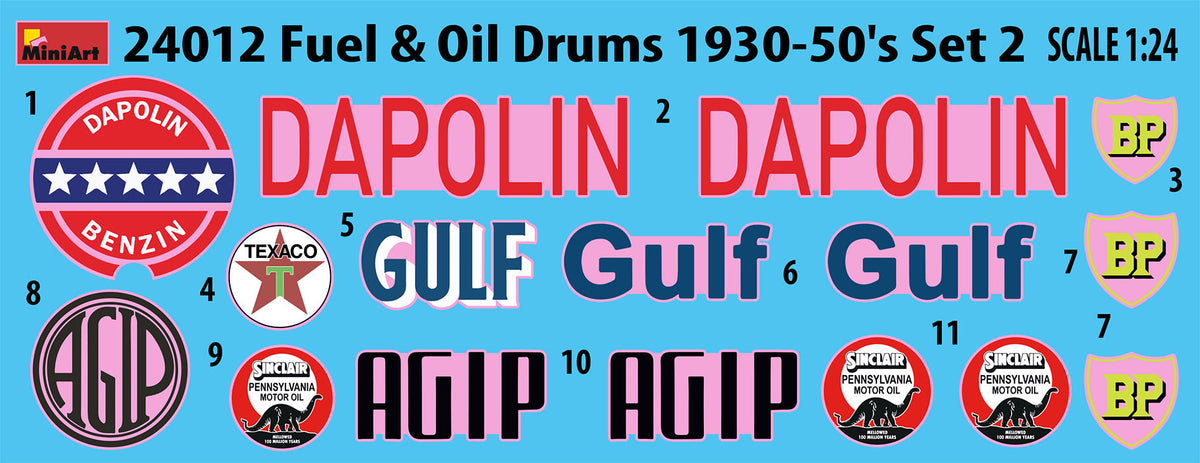 MiniArt 1/24 Accessories - Fuel & Oil Drums, 1930-50's Set 2 - 24012