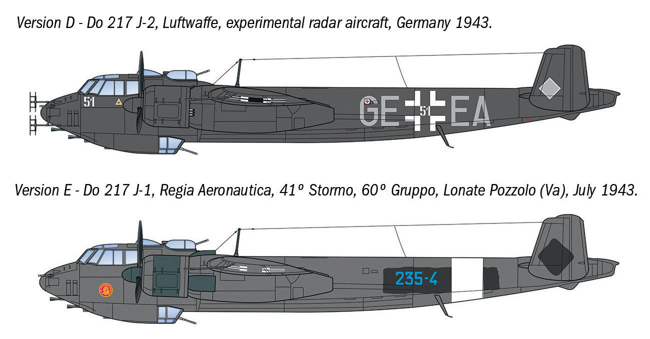 Italeri Dornier Do 217 J-1/J-2 Nachtjager 91266 -- decal placement profile