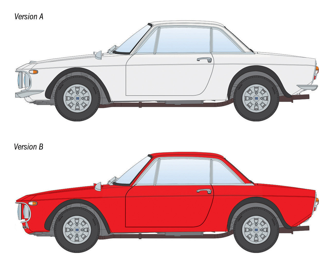 Italeri Lancia Fulvia Coupe 1.6HF Fanalone 3619 -- decal placement profile